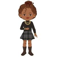 Adorable Little African American Girl Posing with Gold Accessories vector