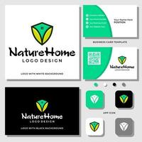 Greenhouse logo design with business card template. vector