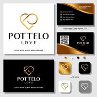 Letter P L monogram love beauty and fashion logo design with business card template. vector