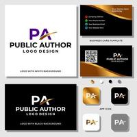 Letter P A monogram business logo design with business card template. vector