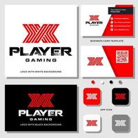 Letter X monogram gaming logo design with business card template. vector