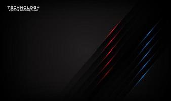 3D black technology abstract background, overlap layer on dark space with red blue light stripes effect decoration. Modern template element future style for flyer, cover, brochure, or landing page vector