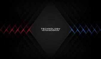 3D black technology abstract background, overlap layer on dark space with red blue light stripes effect decoration. Modern template element future style for flyer, cover, brochure, or landing page vector