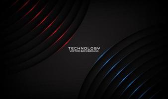 3D black technology abstract background, overlap layer on dark space with red blue light curve effect decoration. Modern template element future style for flyer, cover, brochure, or landing page vector