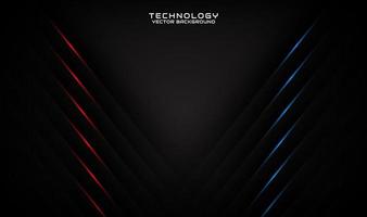 3D black technology abstract background, overlap layer on dark space with red blue light stripes effect decoration. Modern template element future style for flyer, cover, brochure, or landing page vector