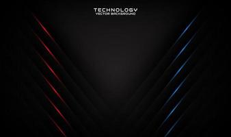 3D black technology abstract background, overlap layer on dark space with red blue light stripes effect decoration. Modern template element future style for flyer, cover, brochure, or landing page vector