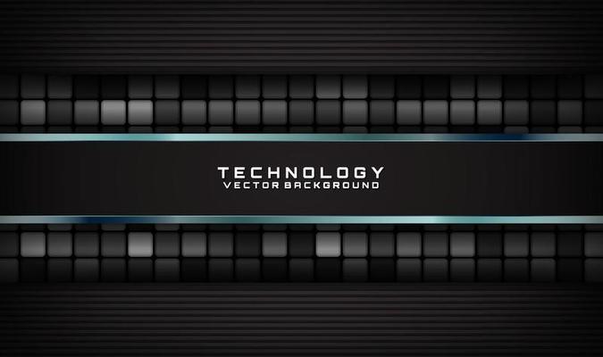 3D technology black abstract background overlap layer on dark space with random squares effect decoration. Modern template element future style for flyer, banner, cover, brochure, or landing page