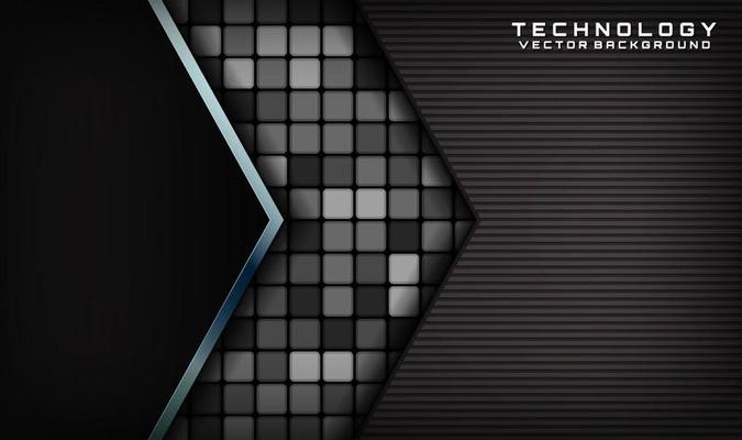 3D technology black abstract background overlap layer on dark space with random squares effect decoration. Modern template element future style for flyer, banner, cover, brochure, or landing page