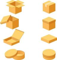 various cardboard box in open mode and closed mode vector