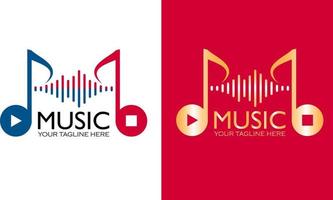stylish music logo and media player vector