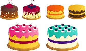 conjunto de pastel de cumpleaños, pastel de celebración vector