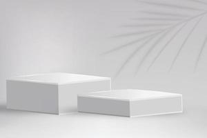 White rectangle cube product showcase table on isolate background. Studio podium platform vector