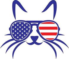 Cat with USA sunglasses vector