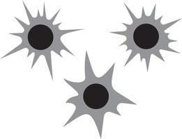 Set of bullet holes, black and grey color vector