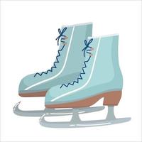 Pair of blue Ice skates. Figure skates. ice skates. Vector illustration on white background.