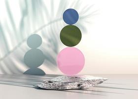 Stone podium on pastel background, for product display, Blank for mockup design. 3d render. photo