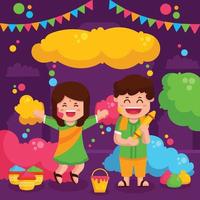 Happy Children Celebrating Holi Festival vector