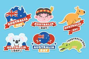 conjunto de pegatinas del día de australia vector