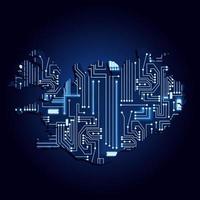 mapa de islandia con circuito electrónico. mapa de contorno de islandia con un circuito de electrónica tecnológica. vector
