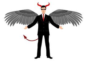 Businessman with wings of fallen angel vector