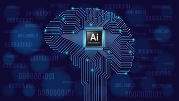 Ai chip in brain circuitry background vector