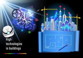 altas tecnologías en la construcción de edificios vector