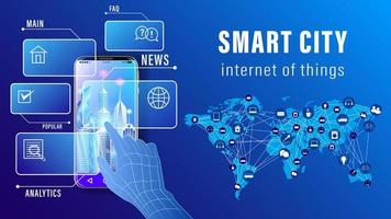 IoT Smart City blue background vector