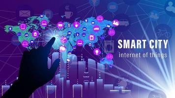 IoT Smart City hand touch background vector