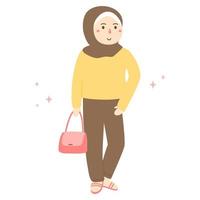 aesthetic fashionable girl wearing hijab vector