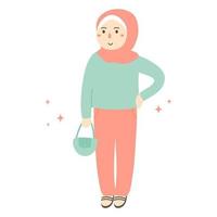 fashionable hijab muslim girl illustration vector