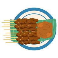 barbacoa de comida indonesia satay vector