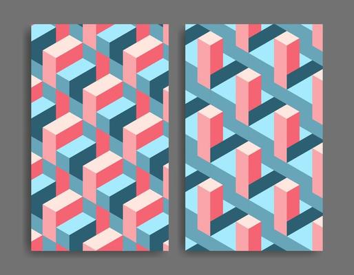 Isometric pattern covers. Modern design. Cool colorful backgrounds. Applicable for Banners, Placards, Posters, Flyers, wall decoration. smooth pastel color seamless  pattern.