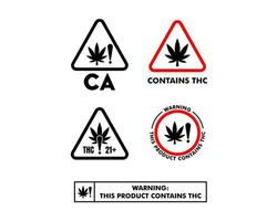 vector de señales de advertencia de cannabis de california