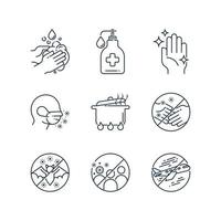 Simple Lined Healthy and Protect from virus Icons Sets vector