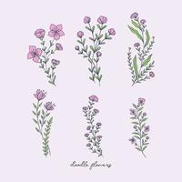 Doodle Flowers Illustrations Vector Template