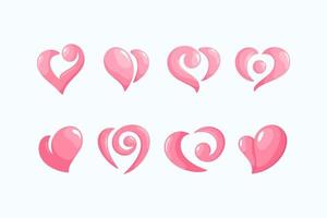 set of heart  logo collection template vector