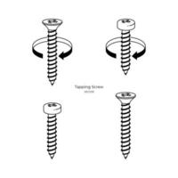 Tapping Screw Instructions Icon Symbol Vector