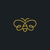 plantilla de logotipo de abeja de arte lineal vector