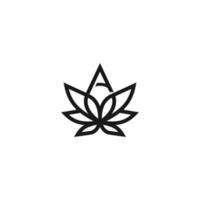 A Letter Initial with Cannabis or Hemp Leaf mark Organic Logo Template vector
