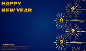 blue and gold new year celebration background template vector