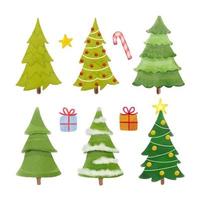 Collection of christmas trees and gifts vector