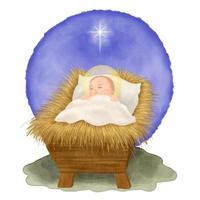 Baby Jesus in the manger, symbol of Christianity, Nativity vector