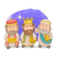 The three wise men, happy epiphany day vector