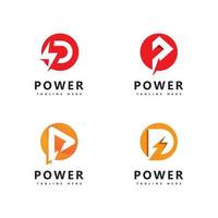 Letra p power logo icono diseño vectorial vector