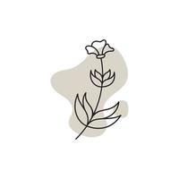 Vector botanical logo template in elegant hand draw and minimal style. Isolated object  flower.For badges  logotypes and branding