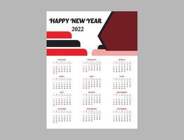 feliz año nuevo 2022 diseño de calendario vector