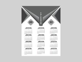 Simple Wall Calendar Design For 2022 vector