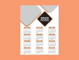 Print Ready Wall Calendar Template For 2022 Year vector