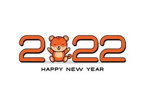 Happy New Year 2022. Simple design with a tiger animal theme, suitable for children's themed designs, such as posters, banners, calendars. vector