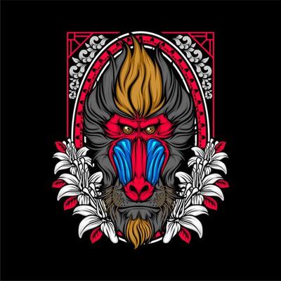 awesome monkey head with cool background